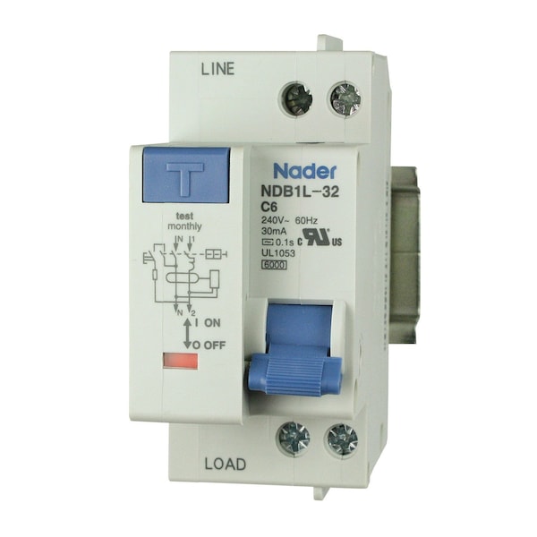 Asi Circuit Breaker, NDB1L-32C Series, 6A, 2 Pole, 240V AC, 4.5kA, C Curve NDB1L-32C-6-240V - main